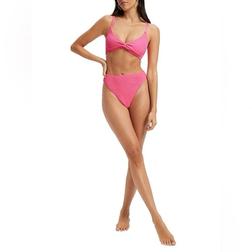 Good American Women’s Always Fit Bikini - Twisted Top & Good Waist Bottom Pink 0 - Picture 2 of 12